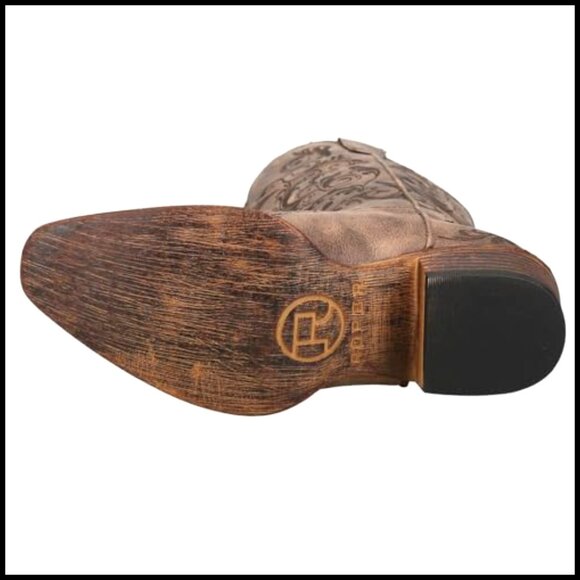 Faux Leather Embroidered Snip Toe Mid Calf Boots Low Heel Western Style - Picture 5 of 5